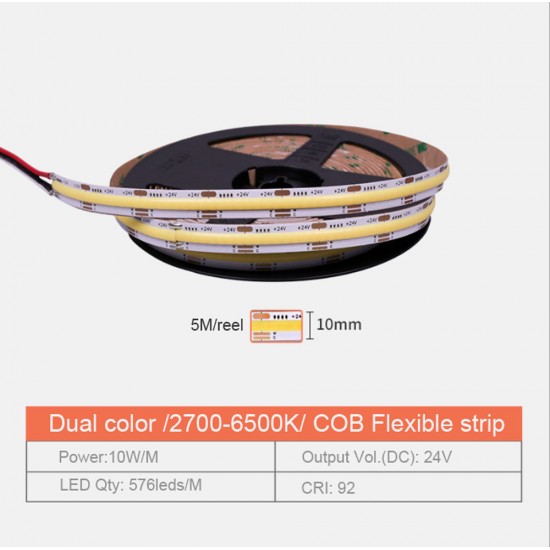 Intelligent dual-color COB led strip
